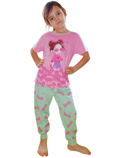 Dívčí pyžamo Kugo MP5880 růžové / zelené